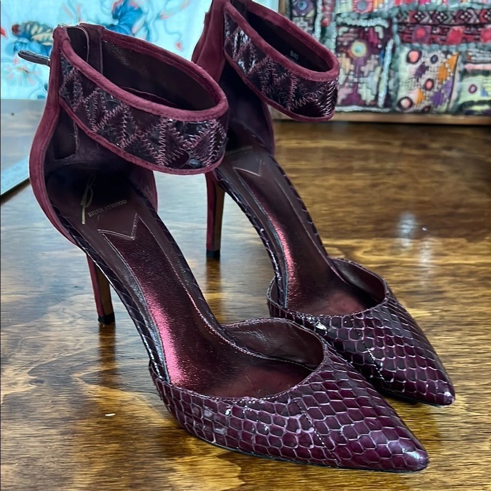 Brian Atwood Deep Burgundy Textured Heels